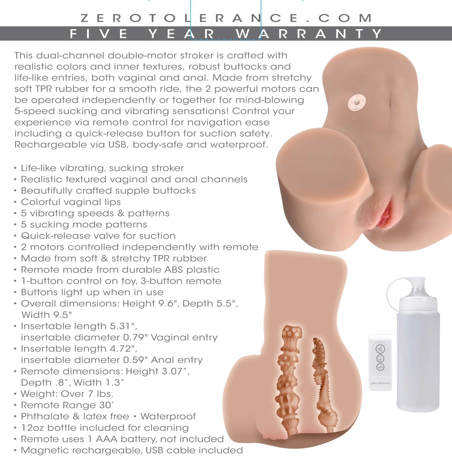 Rear Beauty Vibrating Sucking Ass And Pussy Style Stroker | 844477021751 | Available at EroticWarehouse.com