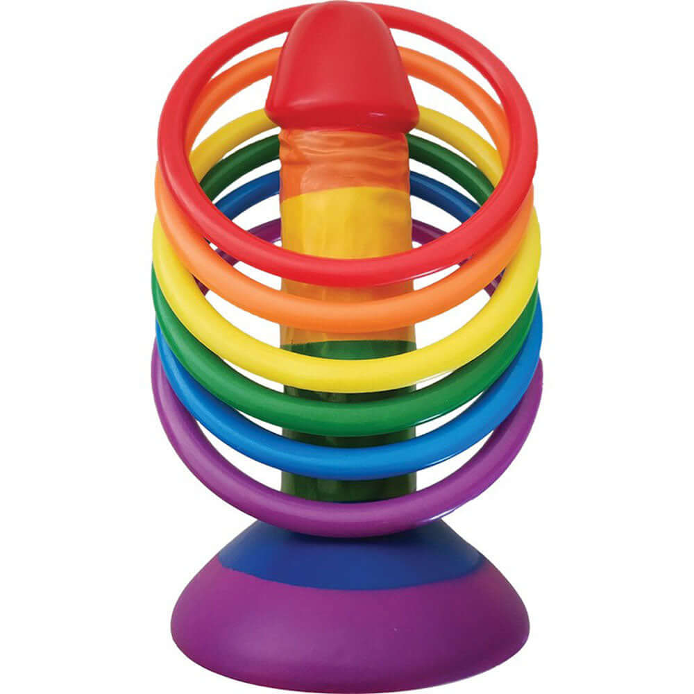 Rainbow Pecker Party Ring Toss | 818631032808 | Available at EroticWarehouse.com