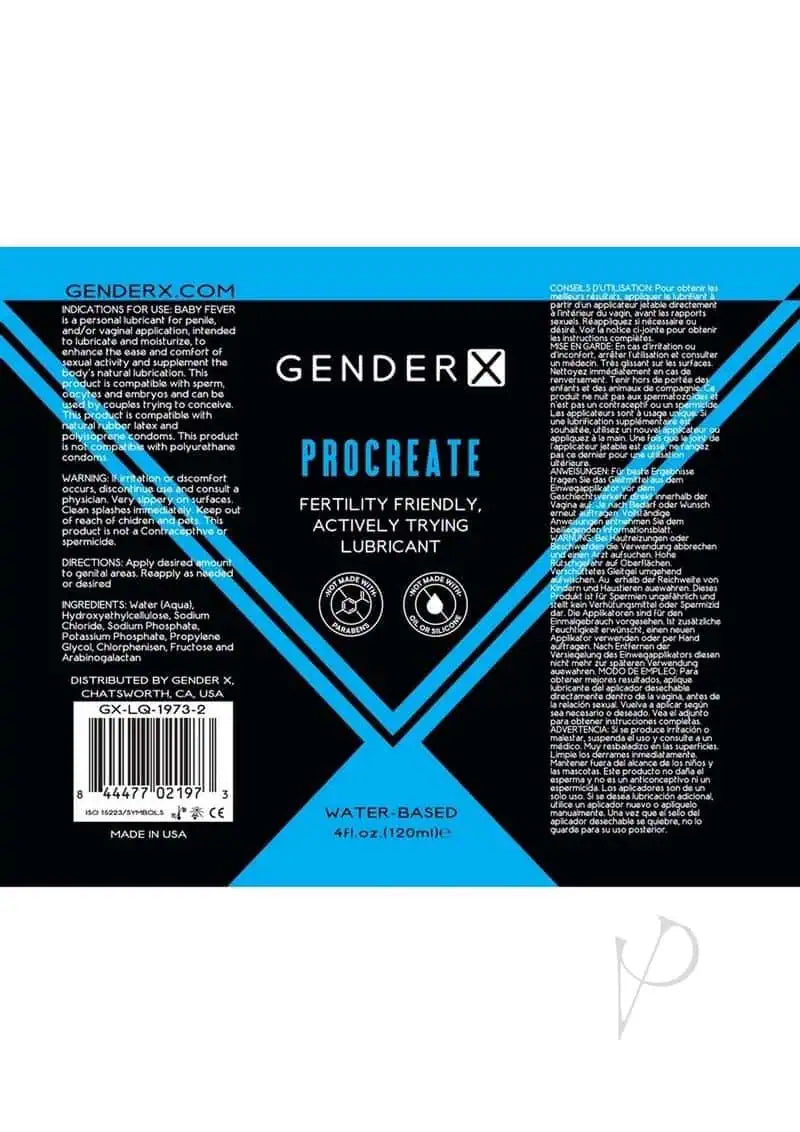 Procreate Fertility Friendly Water Based Lube 4 Oz | 844477021973 | Available at EroticWarehouse.com