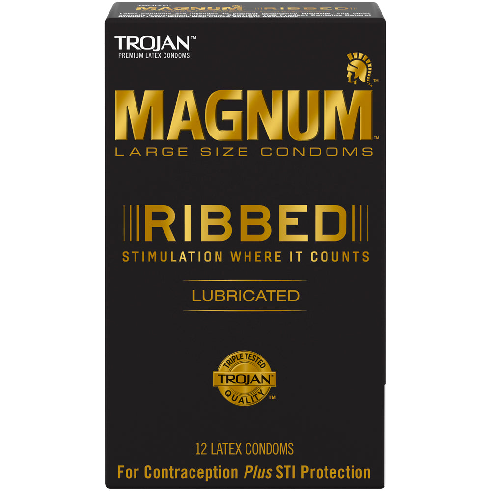 Trojan Magnum Ribbed 12Pk | 22600642152 | Available at EroticWarehouse.com