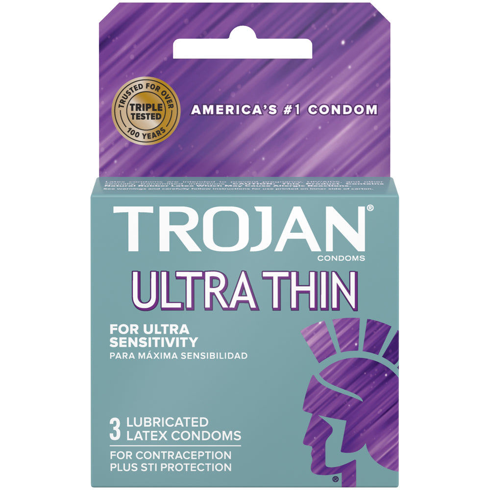Trojan Ultra Thin Lubricated (3ct) | 22600926207 | Available at EroticWarehouse.com