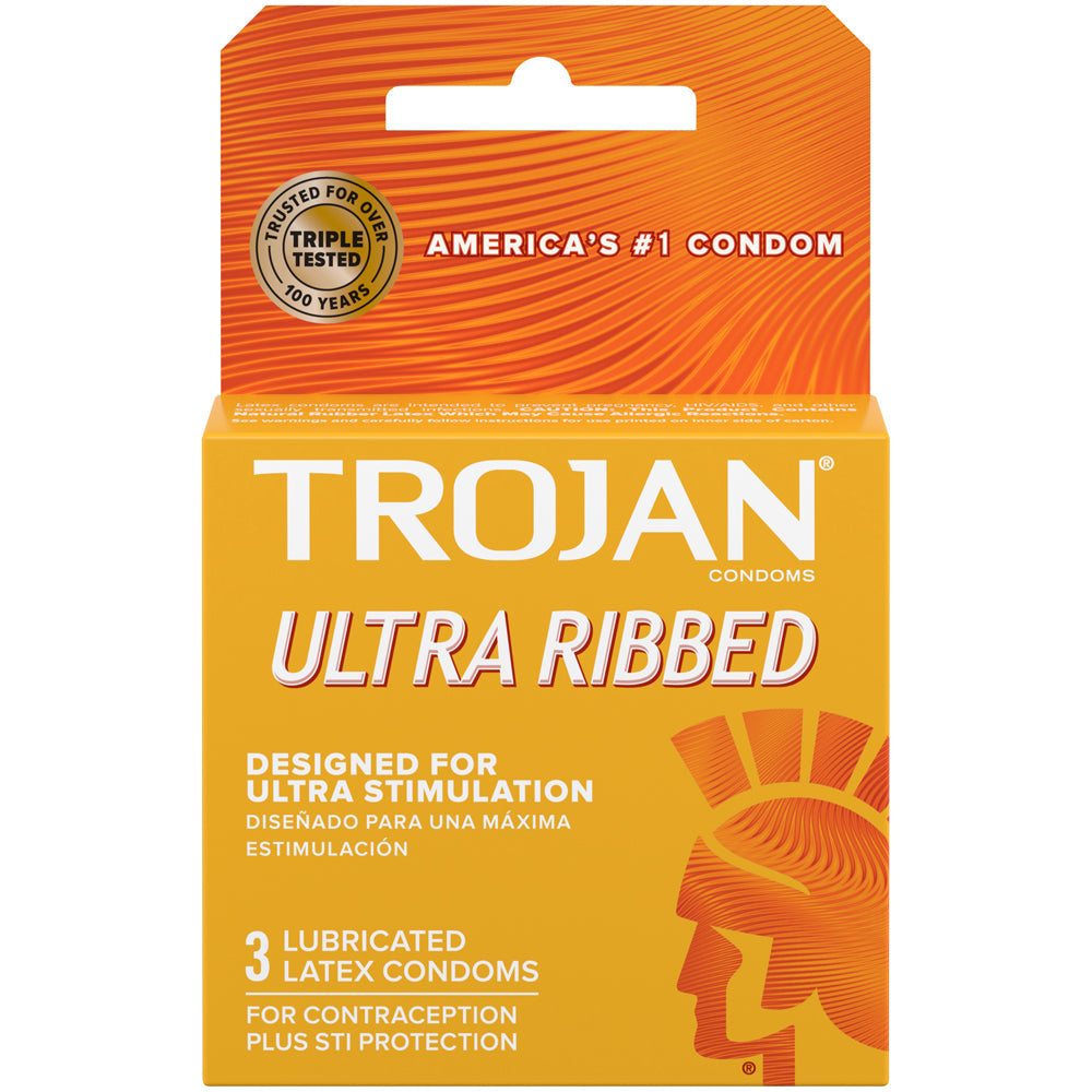 Trojan Ribbed Lubricated (3ct) | 22600940500 | Available at EroticWarehouse.com