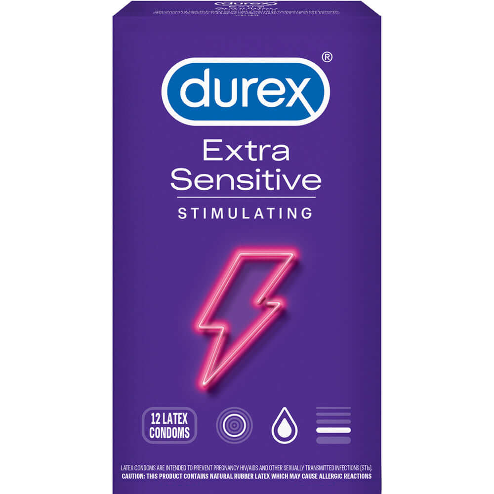 Durex Extra Sensitive Stimulating Condoms 12 Ct | 67981160475 | Available at EroticWarehouse.com