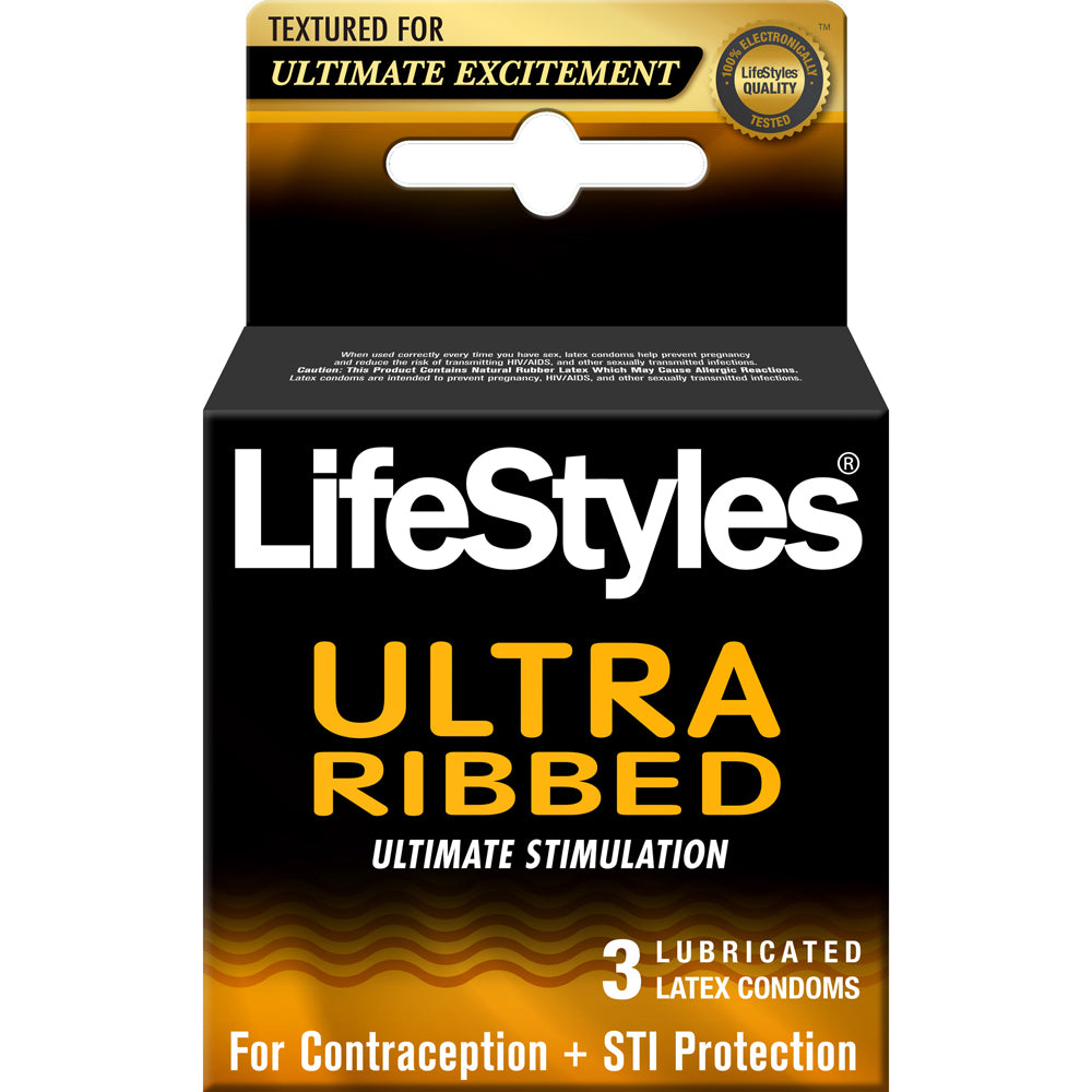 Lifestyles Ribbed Pleasure (3ct) | 70907041031 | Available at EroticWarehouse.com