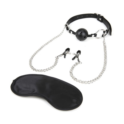 Breathable Ball Gag With Nipple Chain | 4890808221129 | Available at EroticWarehouse.com
