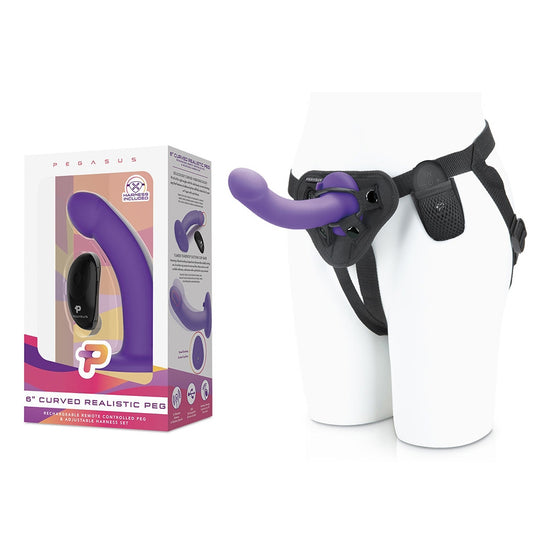 6" Curved Realistic Peg With Harness | 4890808228296 | Available at EroticWarehouse.com