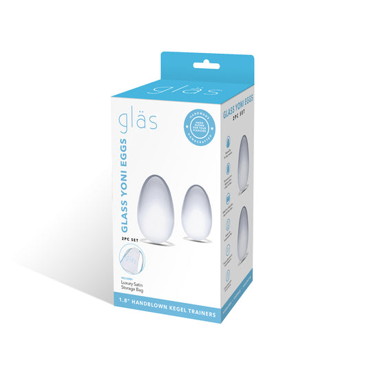 2Pc Glass Yoni Eggs Set Clear | 4890808238615 | Available at EroticWarehouse.com
