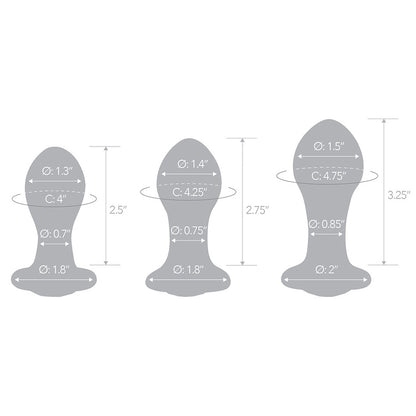 3Pc Bling Bling 3" 3.5" & 4" Glass Anal Training Kit | 4890808250440 | Available at EroticWarehouse.com