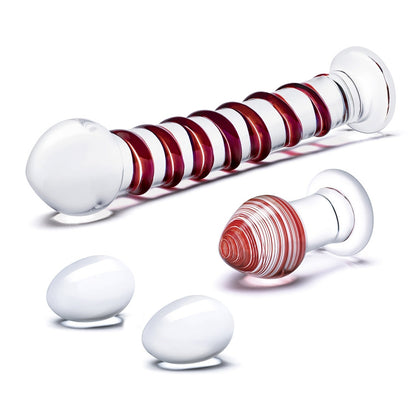 4Pc Mr. Swirly Set With Glass Kegal Balls And 3.25" Butt Plug | 4890808250457 | Available at EroticWarehouse.com