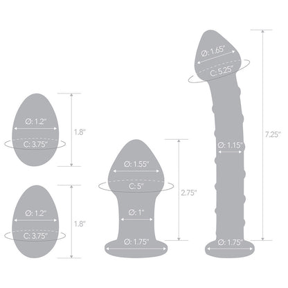 4Pc Mr. Swirly Set With Glass Kegal Balls And 3.25" Butt Plug | 4890808250457 | Available at EroticWarehouse.com
