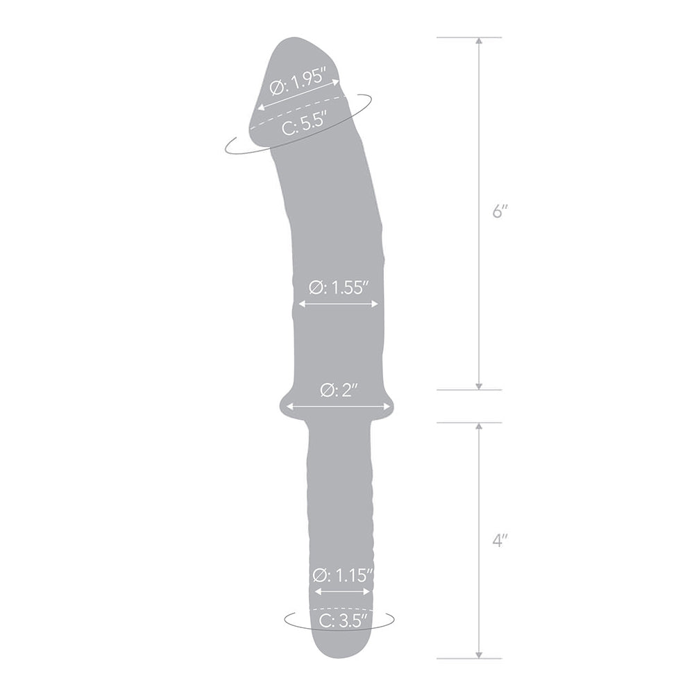 Glas 11'' Realistic Double Ended Glass Dildo With Handle | 4890808250464 | Available at EroticWarehouse.com