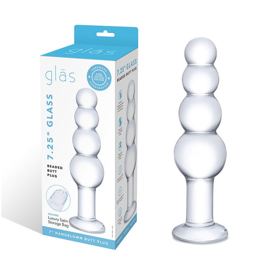 7.25" Glass Beaded Butt Plug | 4890808250495 | Available at EroticWarehouse.com