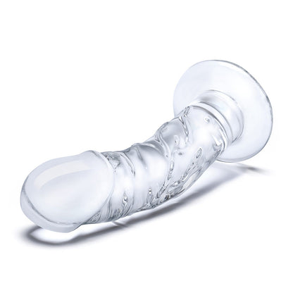 7" Curved Realistic Glass Dildo With Veins | 4890808250501 | Available at EroticWarehouse.com
