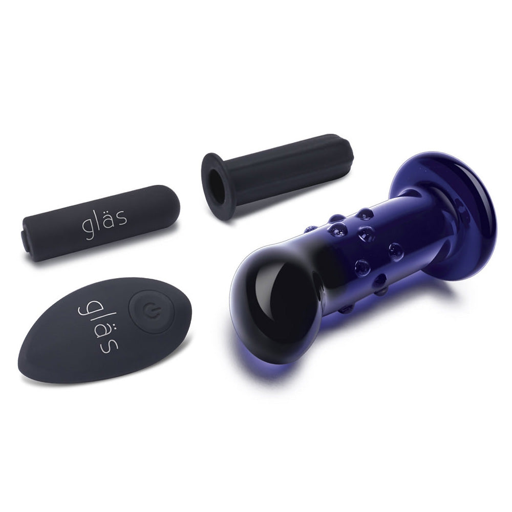 Glas 4" Rechargeable Remote Controlled Vibrating Dotted G-Spot/P-Spot Plug | 4890808250563 | Available at EroticWarehouse.com