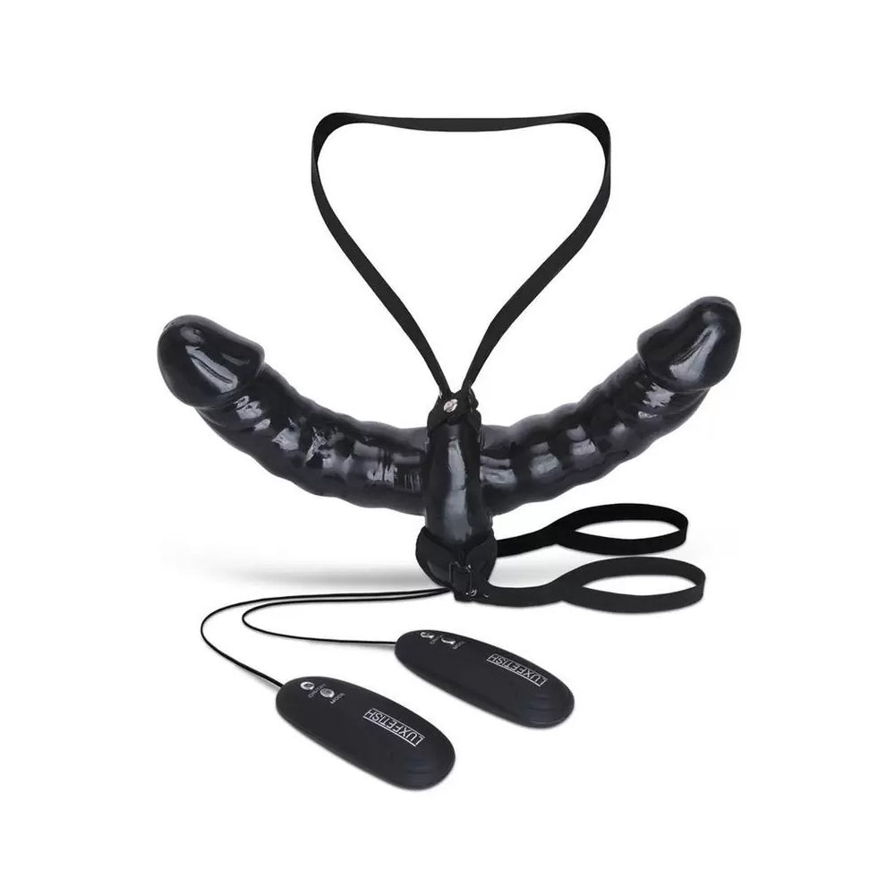 Vibrating Pleasure For 2 Double-Ended Strap-On With Dual-Wired Remote Controls | 4890808263419 | Available at EroticWarehouse.com