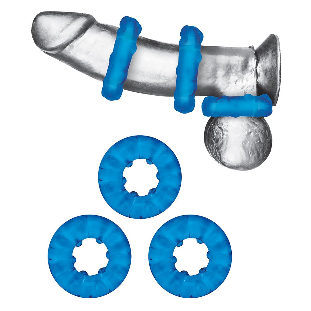 3-Pack Ribbed Rider Cock Ring Set | 4890808264621 | Available at EroticWarehouse.com