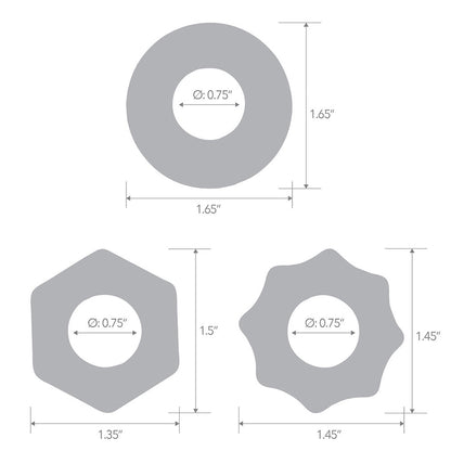 3-Pack Nuts & Bolts Stretch Cock Ring Set | 4890808264638 | Available at EroticWarehouse.com