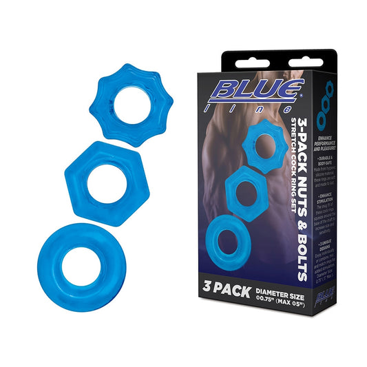 3-Pack Nuts & Bolts Stretch Cock Ring Set | 4890808264638 | Available at EroticWarehouse.com