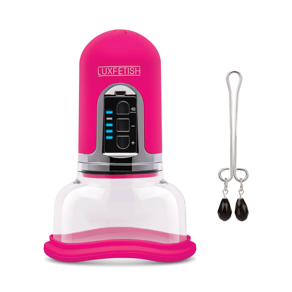 Rechargeable 4-Function Auto Pussy Pump With Clit Clamp | 4890808279403 | Available at EroticWarehouse.com