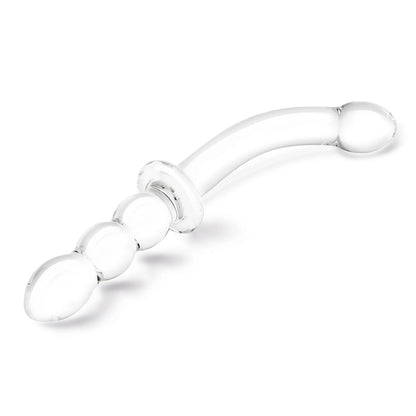 Glas 12" Girthy Ribbed G-Spot Glass Dildo With Handle Grip Double Ended | 4890808282991 | Available at EroticWarehouse.com