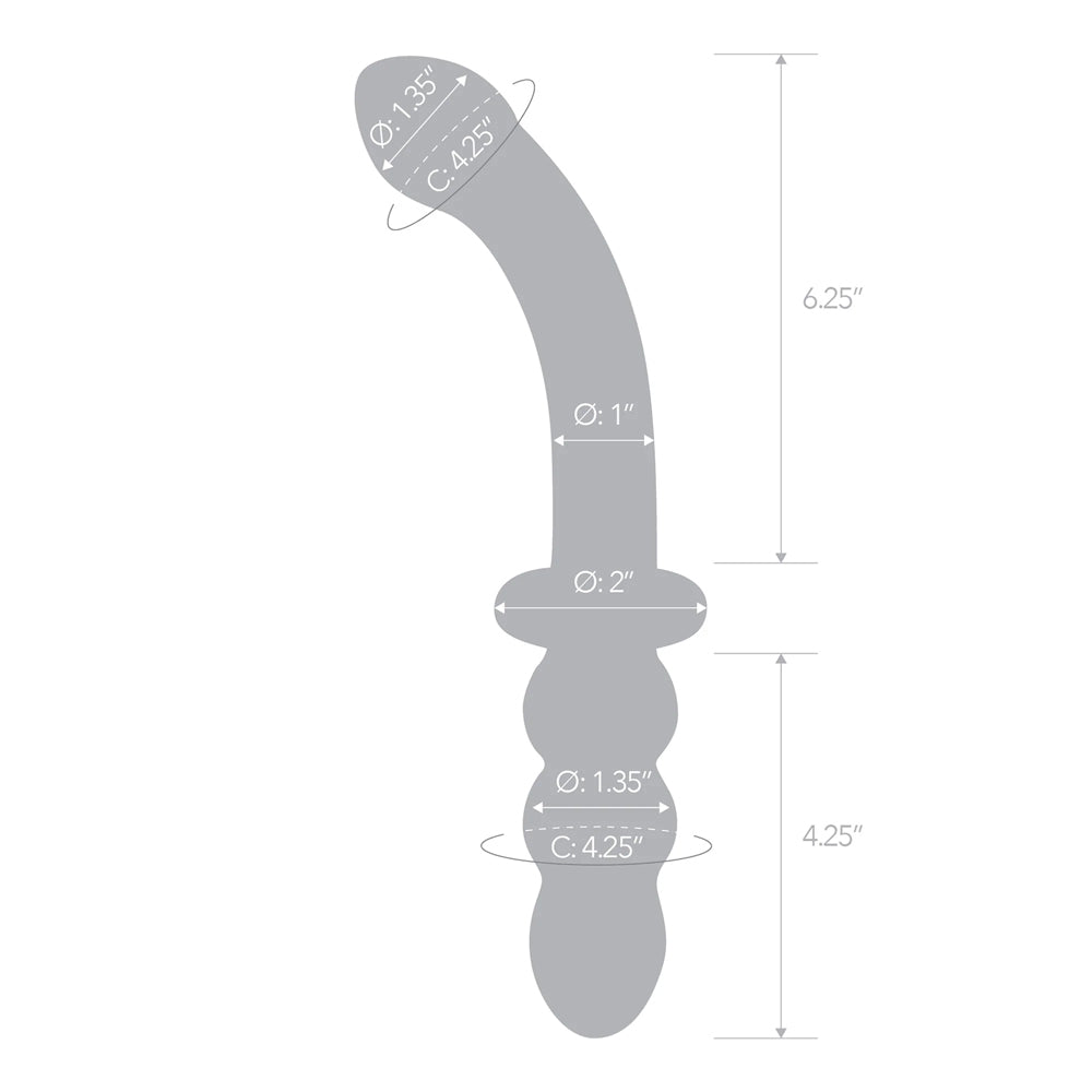 Glas 12" Girthy Ribbed G-Spot Glass Dildo With Handle Grip Double Ended | 4890808282991 | Available at EroticWarehouse.com