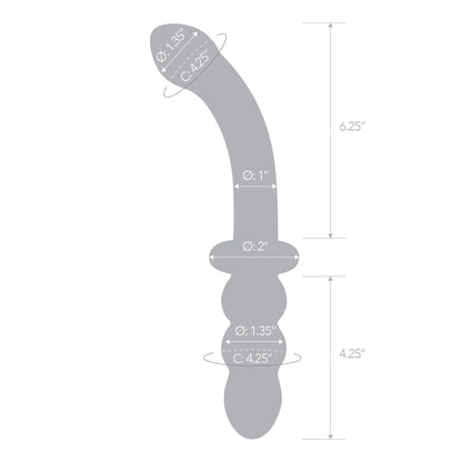 Glas 12" Girthy Ribbed G-Spot Glass Dildo With Handle Grip Double Ended | 4890808282991 | Available at EroticWarehouse.com