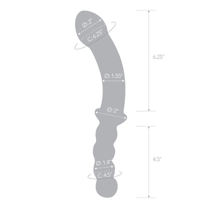 Glas 12.5" Girthy Double Sided Dong With Anal Bead Grip Handle | 4890808283035 | Available at EroticWarehouse.com