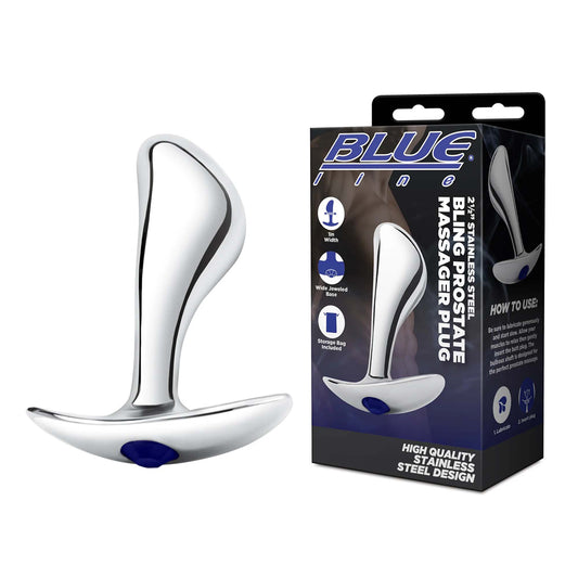 2.5" Stainless Steel Bling Prostate Massager Plug | 4890808283257 | Available at EroticWarehouse.com
