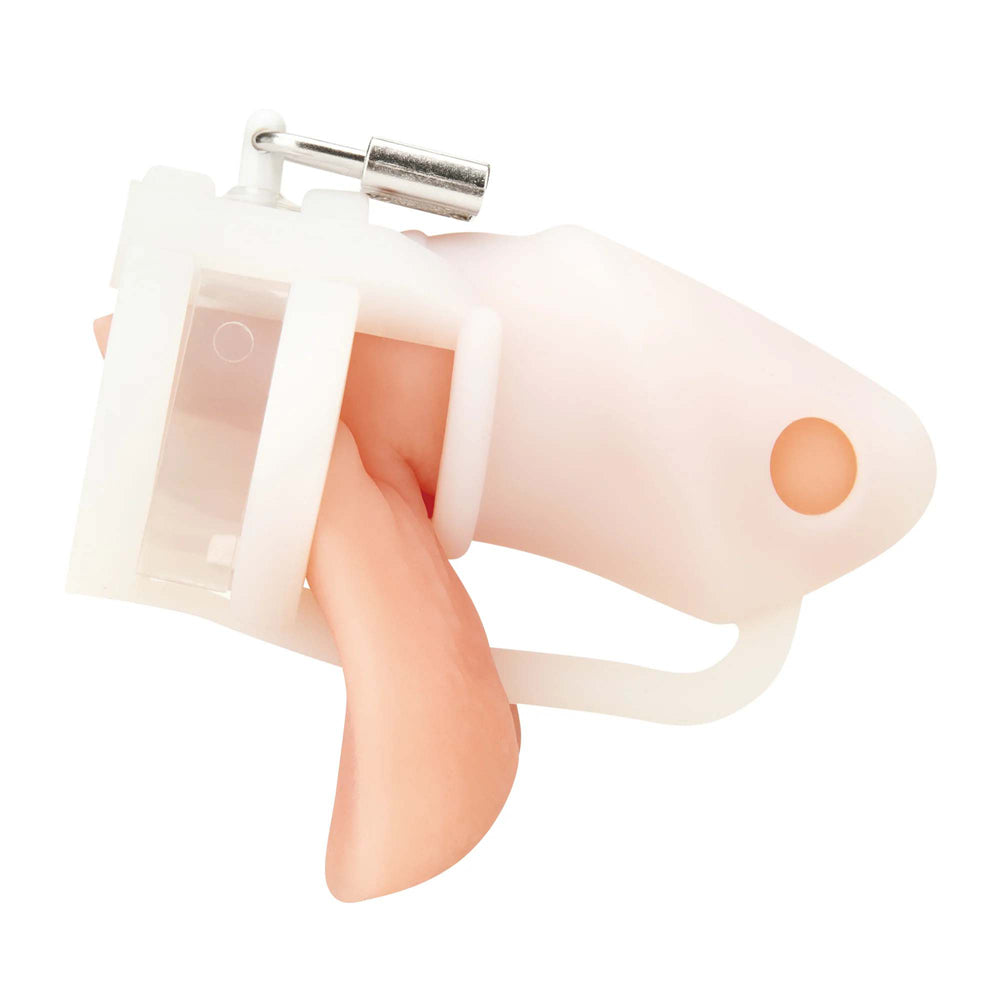 Silicone Small 2" Cock Cage With Ball Divider White | 4890808283462 | Available at EroticWarehouse.com