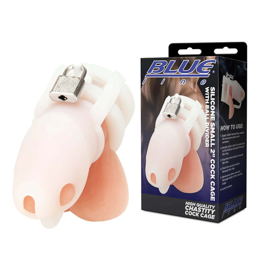 Silicone Small 2" Cock Cage With Ball Divider White | 4890808283462 | Available at EroticWarehouse.com