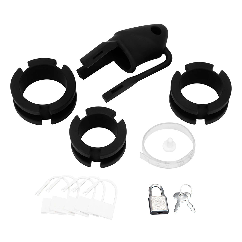 Silicone Small 2" Cock Cage With Ball Divider Black | 4890808283479 | Available at EroticWarehouse.com