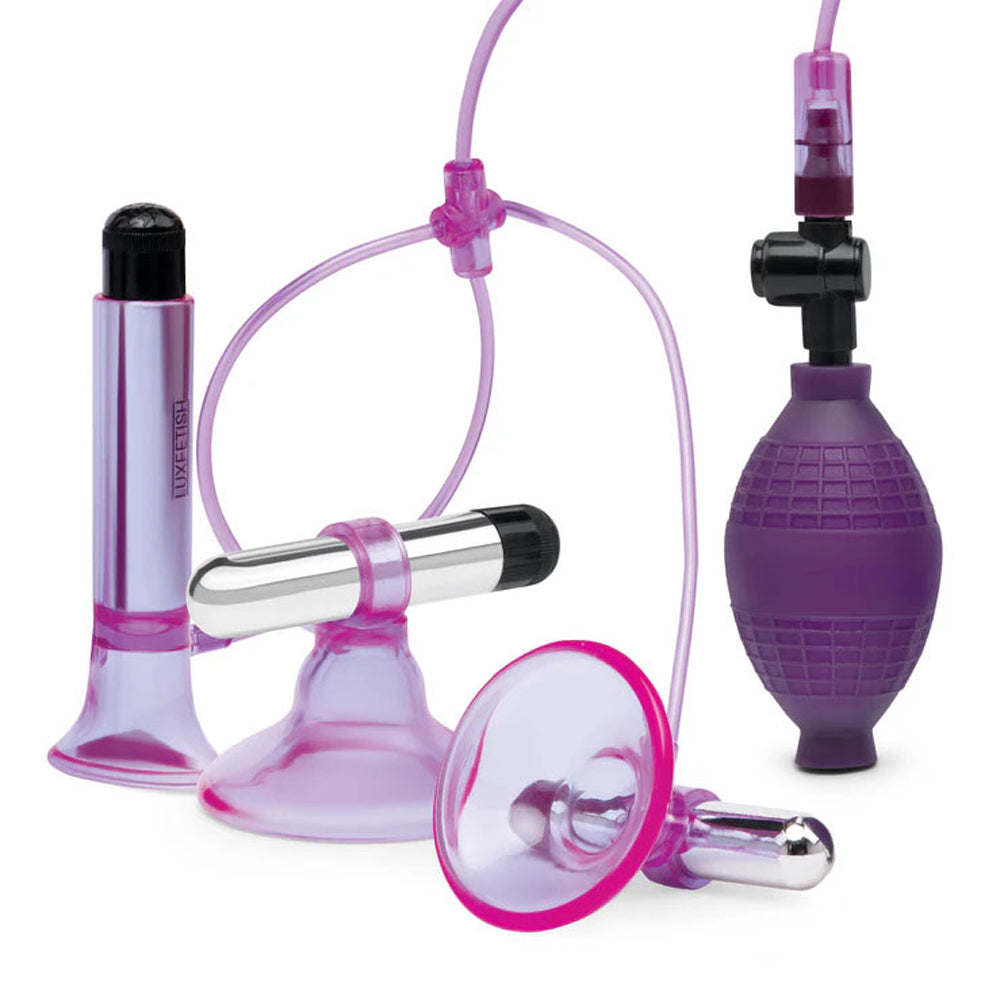 Vibrating Nipple Suckers With Clitoral Pump And Quick Release | 4890808284063 | Available at EroticWarehouse.com
