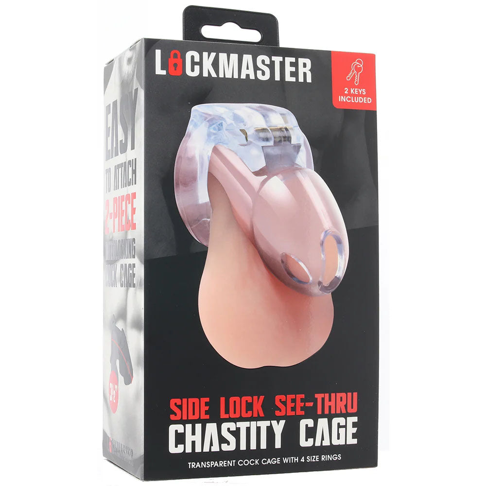 Lockmaster 3.5" Side Lock See Thru Chastity Cage | 4890808285312 | Available at EroticWarehouse.com