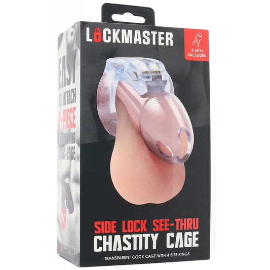 Lockmaster 3.5" Side Lock See Thru Chastity Cage | 4890808285312 | Available at EroticWarehouse.com