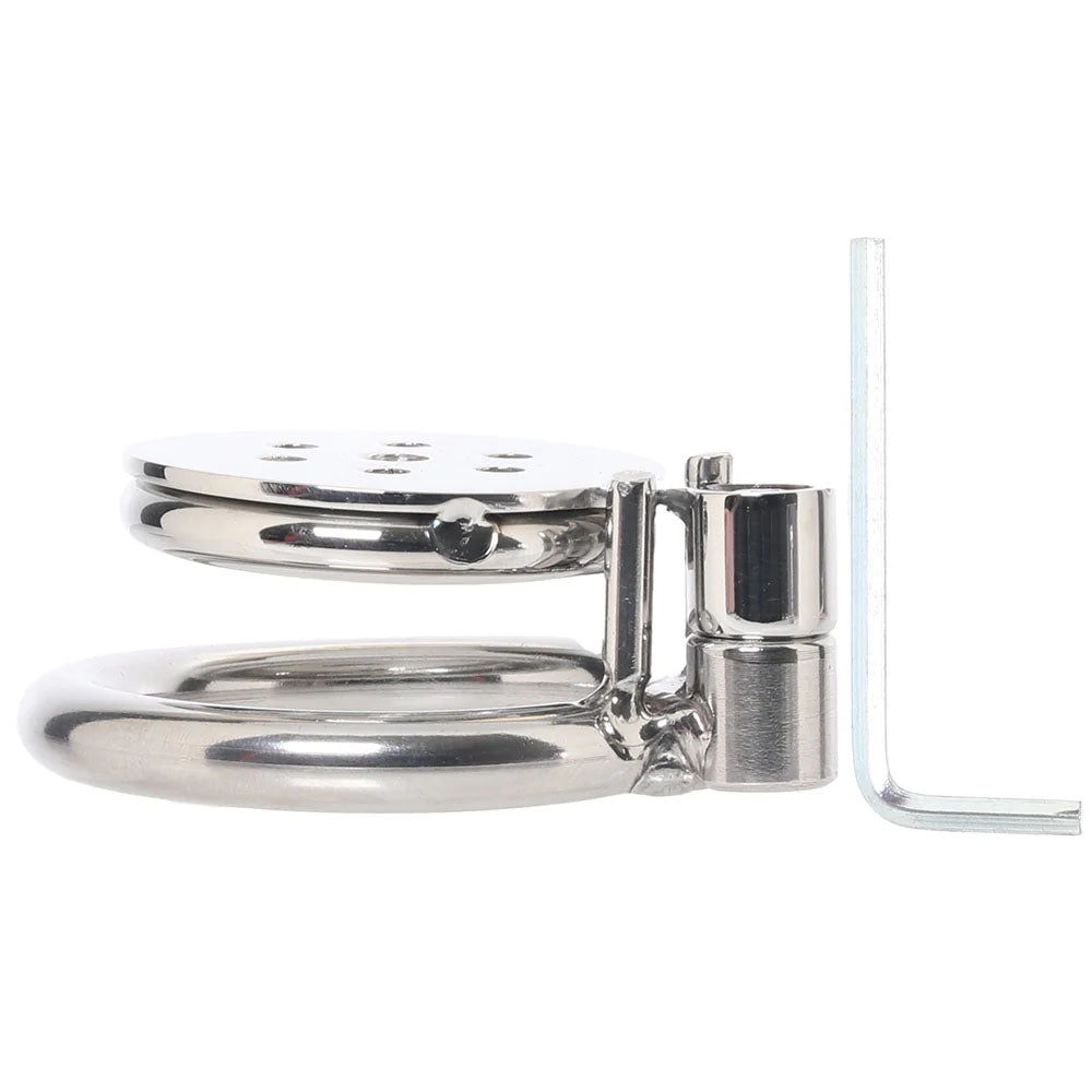 Lockmaster Stainless Steel Flat Inverted Chastity Cage | 4890808285343 | Available at EroticWarehouse.com