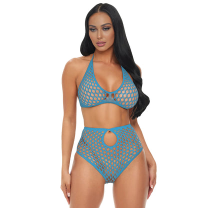 Electric Lingerie Blue Dream Fishnet Set O/S | 4890808295083 | Available at EroticWarehouse.com