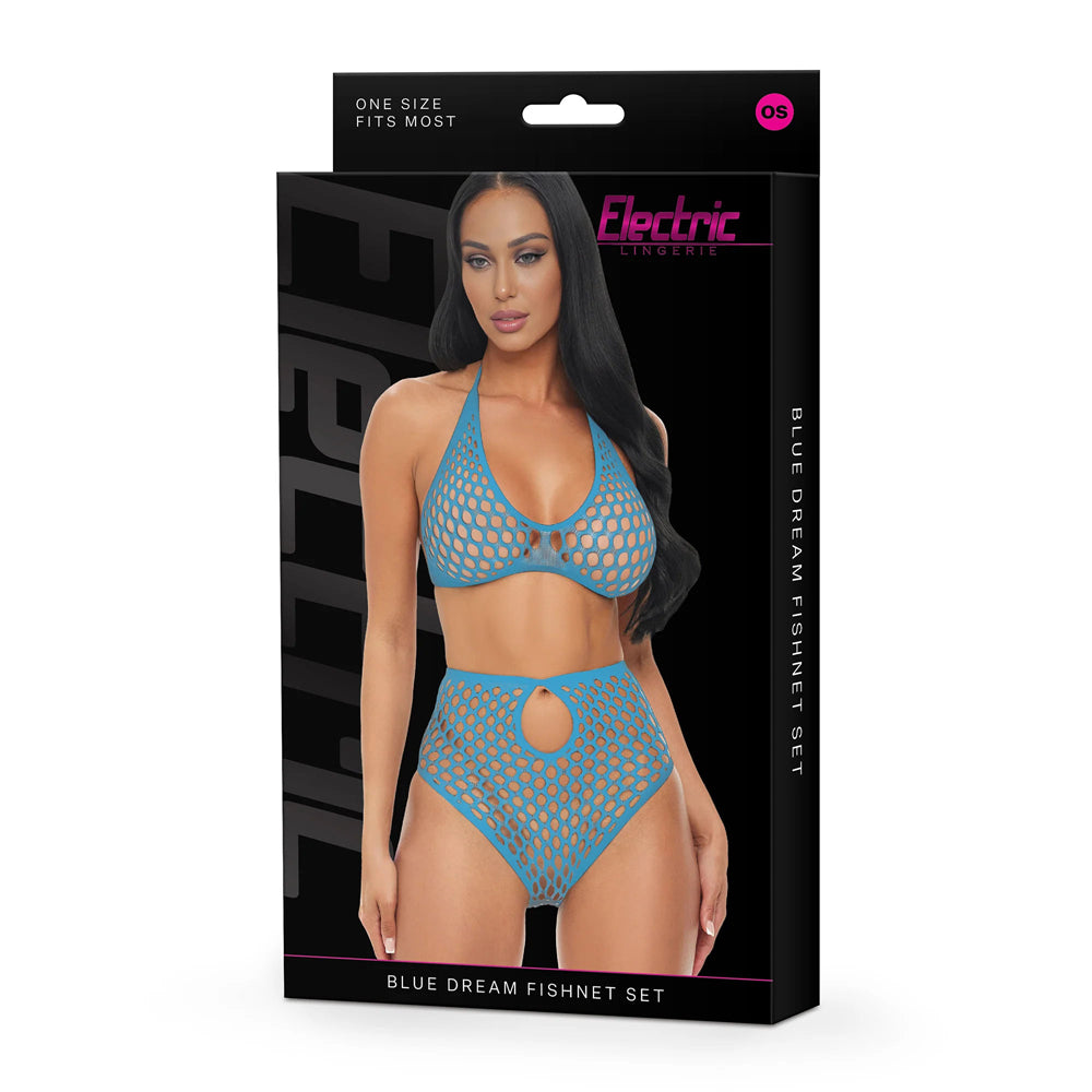 Electric Lingerie Blue Dream Fishnet Set O/S | 4890808295083 | Available at EroticWarehouse.com