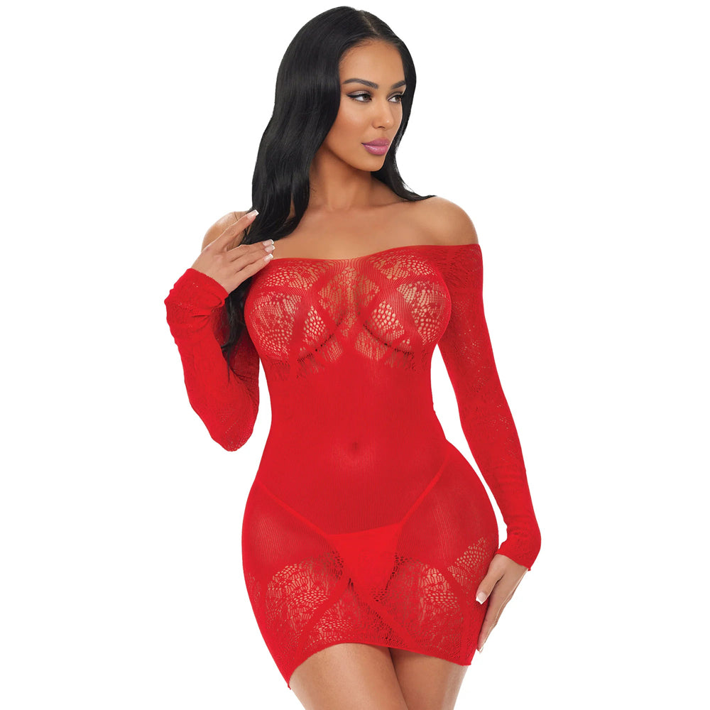 Electric Lingerie Scarlet Seduction Lace & Mesh Dress O/S | 4890808295151 | Available at EroticWarehouse.com
