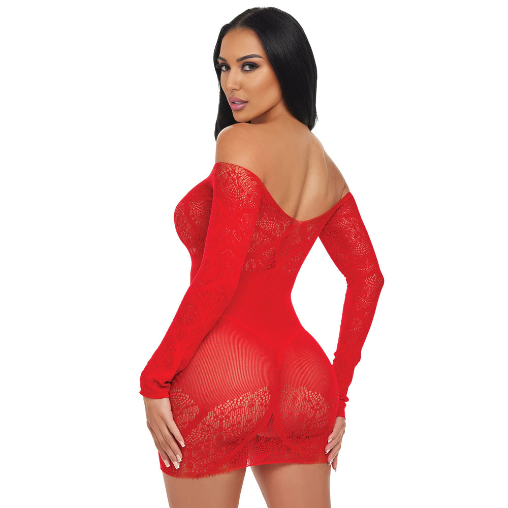 Electric Lingerie Scarlet Seduction Lace & Mesh Dress O/S | 4890808295151 | Available at EroticWarehouse.com