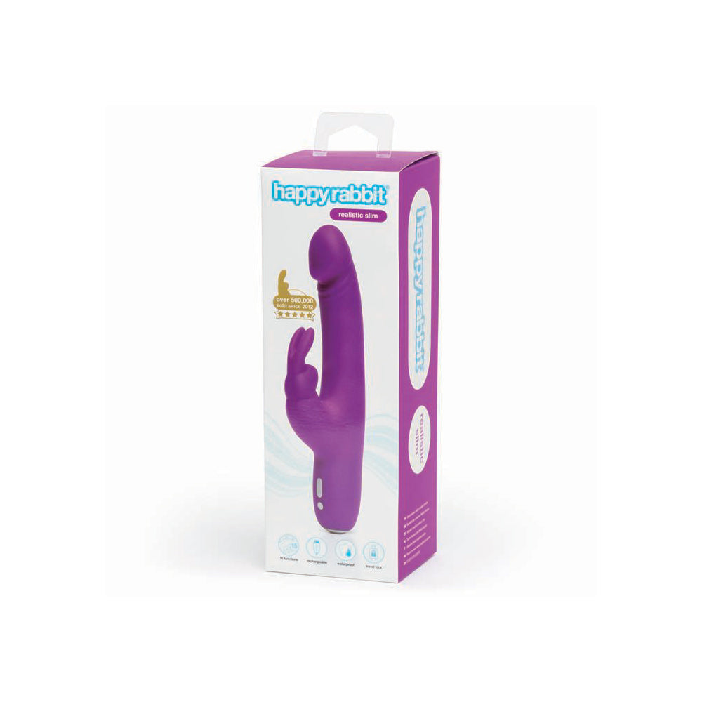 Happy Rabbit Slimline Realistic Purple | 5060020005862 | Available at EroticWarehouse.com