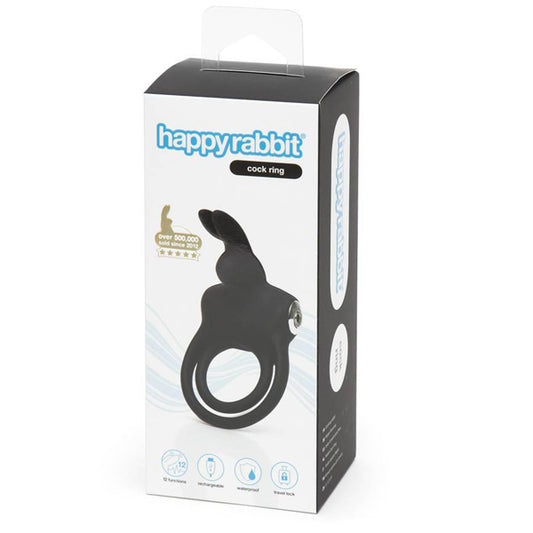 Happy Rabbit Couples Stimulating Usb Rechargeable Rabbit Love Ring Black | 5060020006500 | Available at EroticWarehouse.com