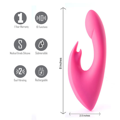 Leah USB Rechargable Silicone 10-Function Rabbit Vibrator Pink | 5060311470676 | Available at EroticWarehouse.com