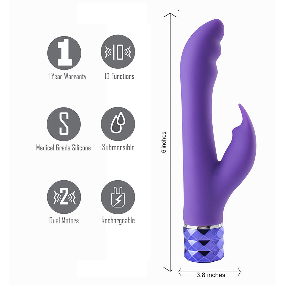 Hailey Crystal Gems USB Rechargable Silicone 10-Function G-Spot Vibrator Neon Purple | 5060311470690 | Available at EroticWarehouse.com