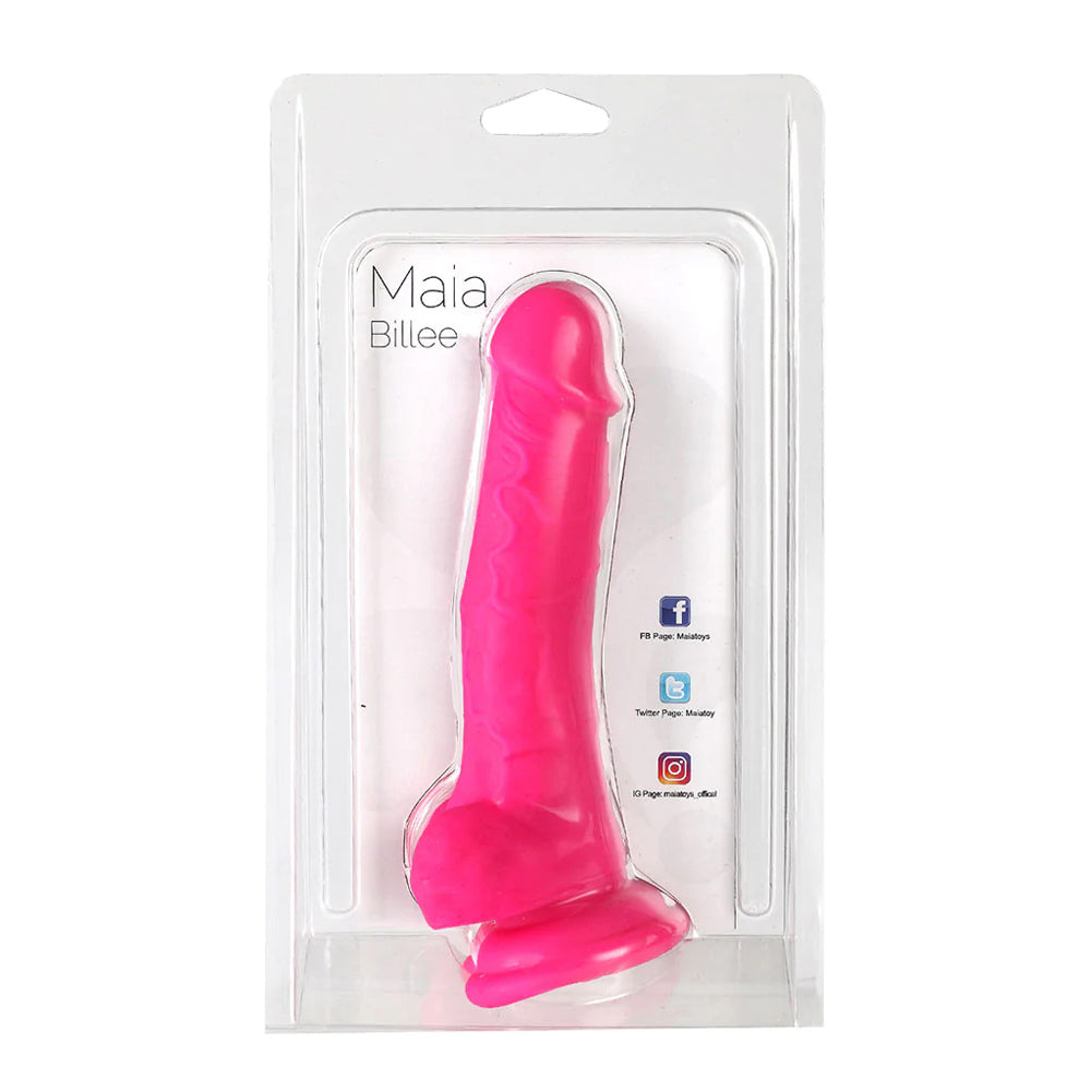 Maia Billee 7'' Realistic Silicone Suction Cup Dong Neon Pink | 5060311472229 | Available at EroticWarehouse.com