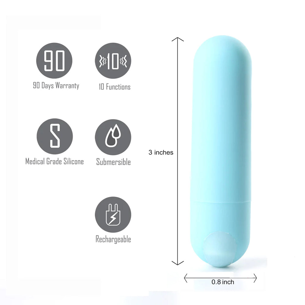 Maia Jessi USB Rechargeable Super Charged Mini Bullet Teal Blue | 5060311472526 | Available at EroticWarehouse.com