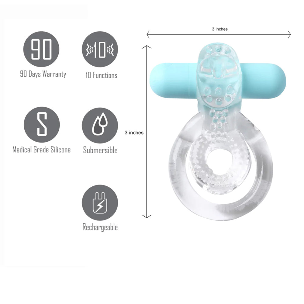 Maia Jayden USB Rechargeable Vibrating Erection Enhancer Ring Clear | 5060311472533 | Available at EroticWarehouse.com