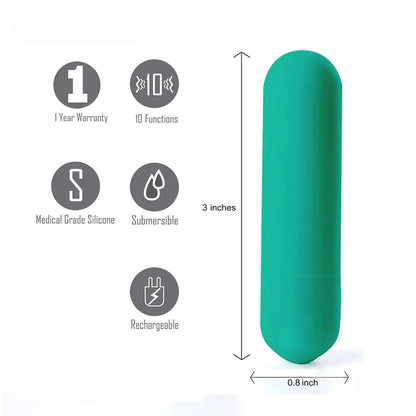 Maia Jessi USB Rechargeable Super Charged Mini Bullet EMERALD | 5060311472632 | Available at EroticWarehouse.com