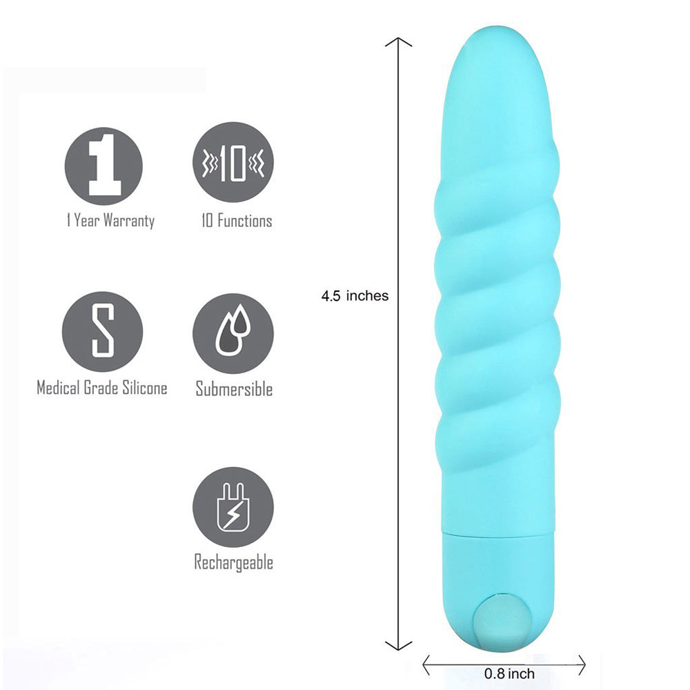 Lola Silicone 10-Function Vibrating Twisty Bullet Blue | 5060311472779 | Available at EroticWarehouse.com