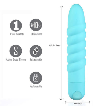 Lola Silicone 10-Function Vibrating Twisty Bullet Blue | 5060311472779 | Available at EroticWarehouse.com