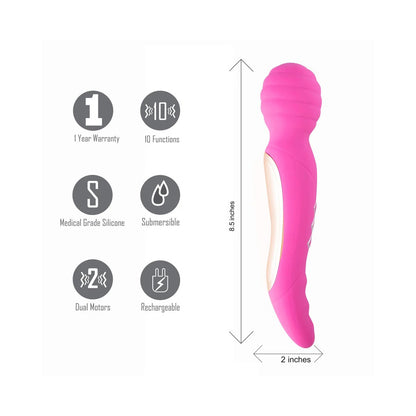 Zoe Twistty Rechargable Dual Vibrating Wand Hot Pink | 5060311472953 | Available at EroticWarehouse.com